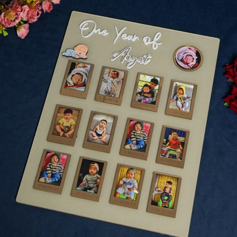 Rectangular Baby Photo Board Beige,Maroon,Ice Blue